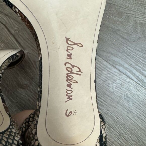 Sam Edelman | Brown Snake Print Ankle Strap Heels - Picture 9 of 9